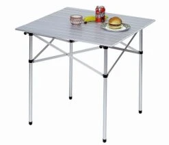 Alu-Campingtisch Mit Rollplatte 70 X 70 Cm, Silber